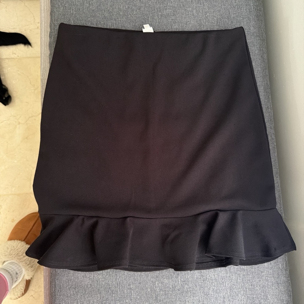 Women's Black Mini Skirt with Ruffle Hem